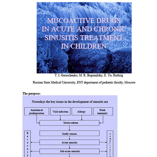 Статья Mucoactive drugs in acute and chronic sinusitis treatment in children